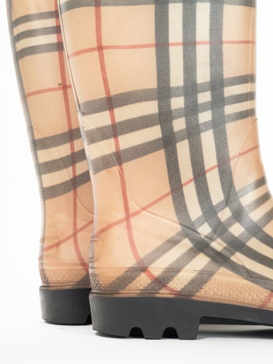 Burberry Haymarket Tall Rubber Rain Boots - Picture 8 of 9